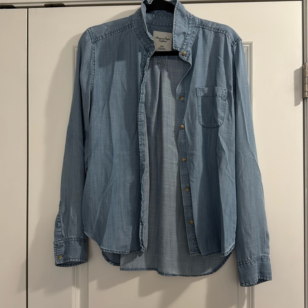 American Eagle button down; M; blue